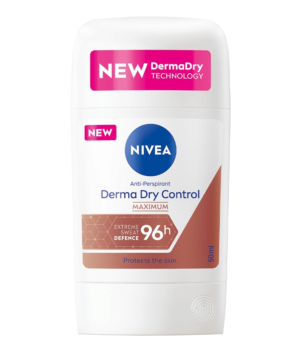 NIVEA DermaDry Control Deodorant Stick – 96H Extreme Sweat Defense & Soft Skin Feel, 50ml (IMPORTED)