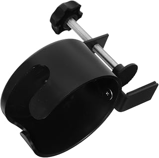 Portable Desk Cup Holder Clamp for Desktop Table Side, Black Plastic Anti-Spill Drink Holder with No Drill Installation, Space-Saving Design for Gaming Desks and Classrooms