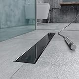 [ GLAS-ABDECKUNG] Die Duschrinne wird mit einer schwarzen Glas-Abdeckung geliefert. Diese Glasabdeckung verleiht Ihrem Bodenablauf einen edlen Look und fügt sich ideal in die begehbare Dusche ein.