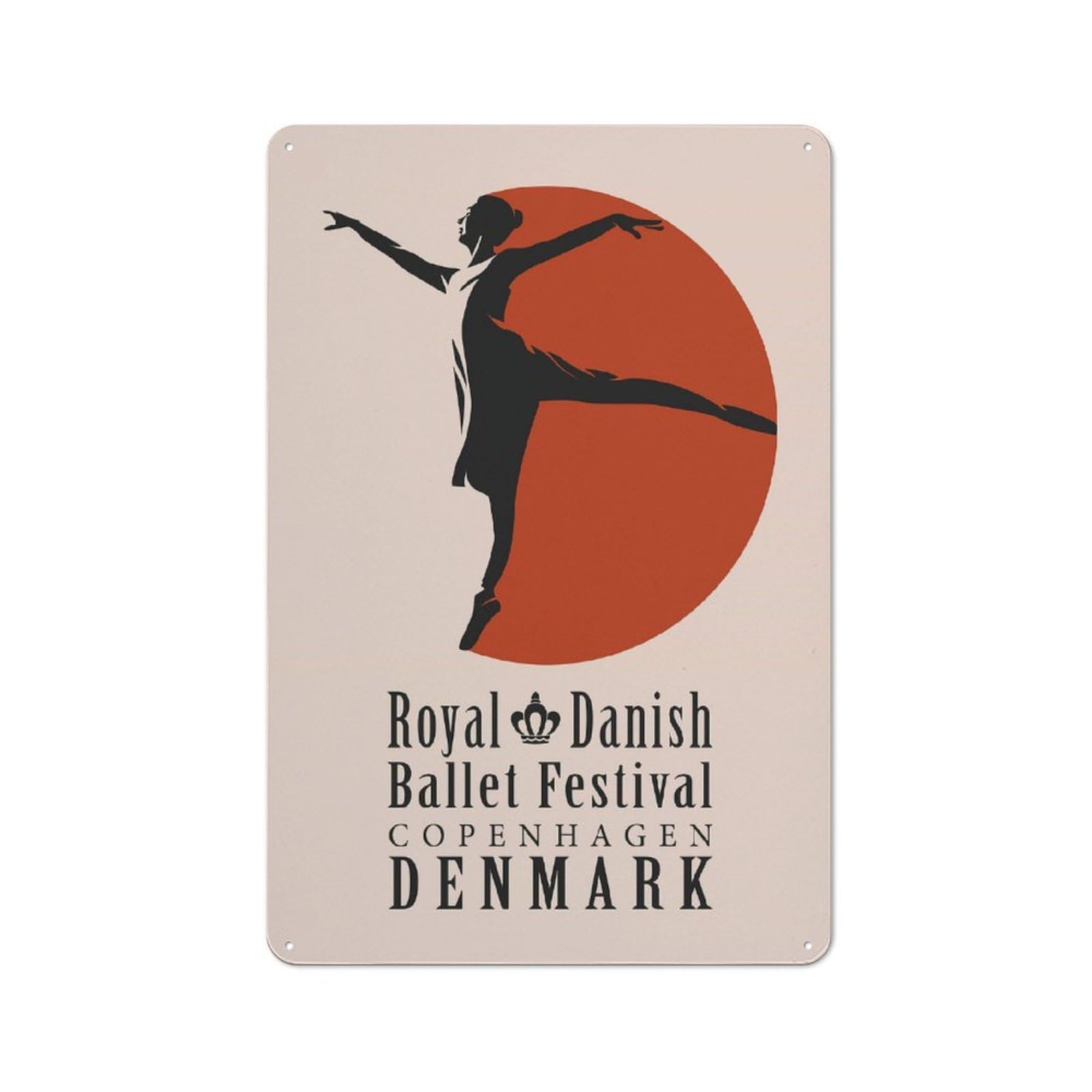 Junmoney Style-5 Metal Wall Sign 30X20cm Featuring Royal Danish Ballet Festival For Bar Or Restaurant, Gift For Bar Decor Enthusiasts During The Christmas Season
