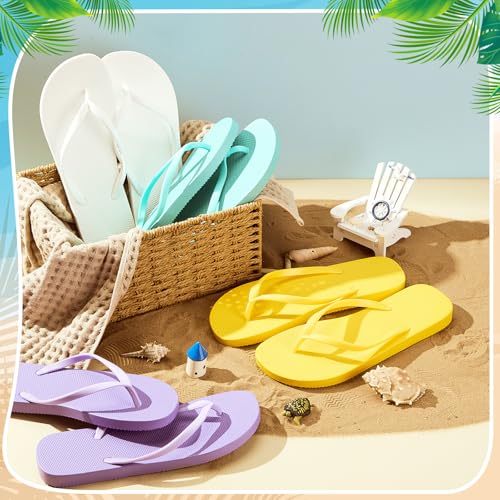 6 Pairs Flip Flops for Women Colorful Soft Lightweight Non Slip Shower Flip Flops for Summer Beach Pool Wedding Party4