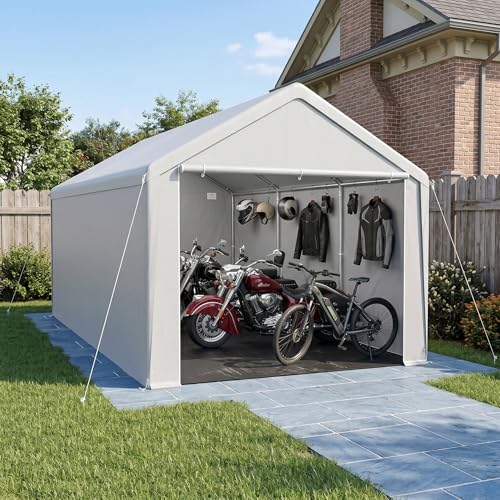 VA-Cerulean Carport Zeltgarage 3x6m, Lagerzelt mit wetterfester PE Plane, Garagenzelt mit verzinktem Stahlrahmen, mit Erdankern und Abspannseilen,...