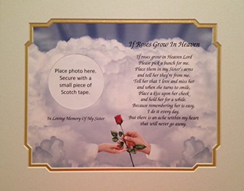 Buy In Memory Of Sister If Roses Grow In Heaven Memorial Poem For 