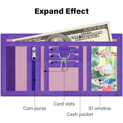 Image of AI-DEE RFID Trifold Canvas Outdoor Sports Wallet for Kids - Front Pocket Wallet with Magic Sticker (Triangle M)