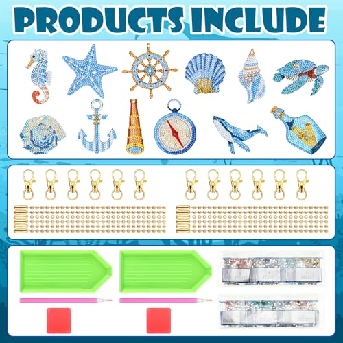 Image of HASTHIP 12 Pcs 5D Diamond Painting Keychain Kit