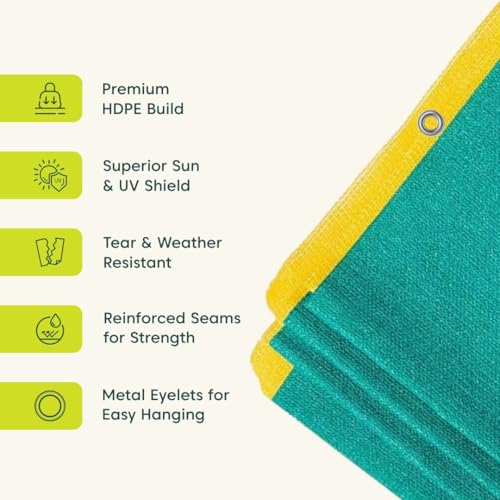 Image of Kyari Green Shade Net for Garden and Balcony 10x10 ft, 75% Sun Protection Net for Plants, Terrace, Outdoor Spaces, UV Resistant, Tearproof Green Net with Eyelets