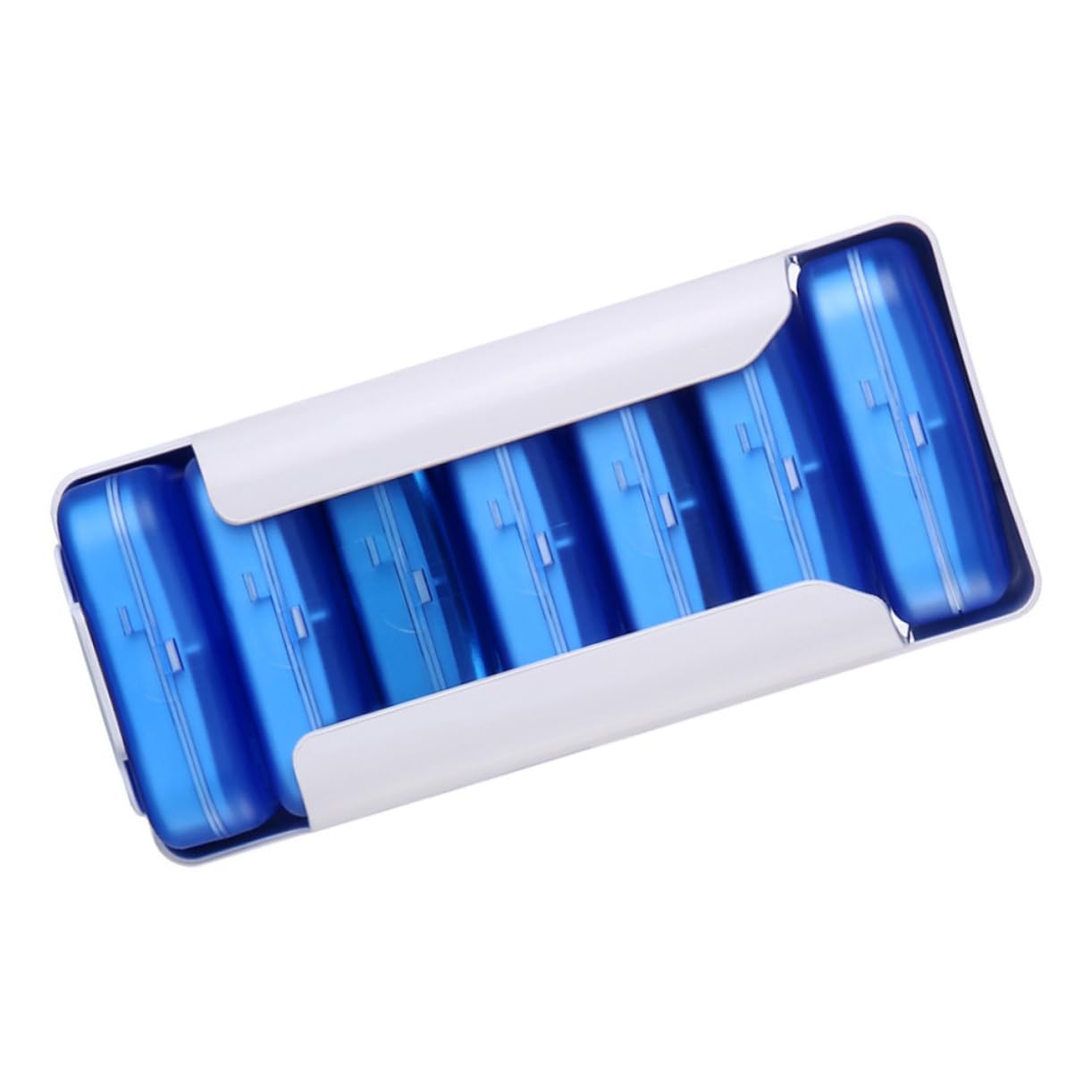 Reise Pillenbox 7-lagig mit 42 Fächern für Kapseln und Tabletten | Blau, Abs Pp Ausführung, Herausnehmbare Einsätze, Schubladen Design, Kompakte Lagerung