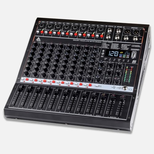 Image of Audio Array AM-Mix10 10-Channel Hybrid USB Mixer with10 Analog+2 Digital Inputs, 48kHz /16-Bit DSP, Phantom Power, USB-C Powered, AUX Sends, Built-In FX, Balanced XLR Outputs for Live, Studio & Podcast