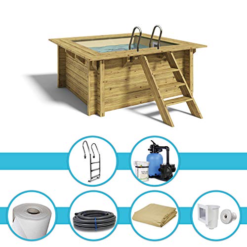 Paradies Pool® Holzpool Lulu Platin Komplettset inkl. Filteranlage für 50er Verrohrung + Filterglas, Edelstahl… – Bild 3