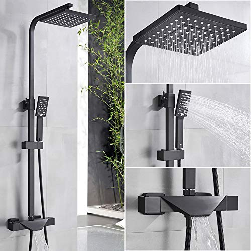 Robinet noir de douche avec tête effet pluie pour eau chaude stable
