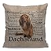 WONDERTIFY Housse de coussin à poils longs - Motif teckel - Marron - 45 x 45 cm
