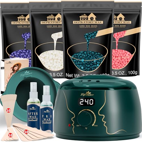 Lifestance Waxing Kit for Women &amp; Men - L3 Emerald Alloy Digital Warmer