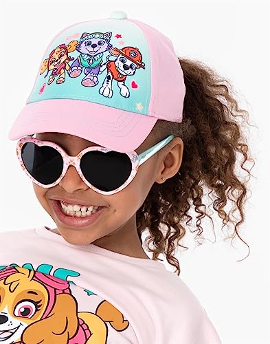 Paw Patrol Girls Snapback Cap & Sunglasses | Skye Everest Marshall Summer Hat & Love Heart Shades | Adjustable Headwear Pink2