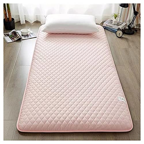 FJZF Matelas Pliable 2 Places-Tatami, Futon Japonais de Sol paissis 4 cm, Coussin Couchage Portable Doux enroulant Double Simple Salon lit canap-lit, Pink, 120x200cm Cover