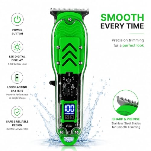 Image of GYT-999 Pro Hair Clipper & Trimmer Kit, Stainless Steel Blade | LED Digital Display, Type-C Charging, 4 Guide Combs, Cordless Trimmer, Face, Hair & Body