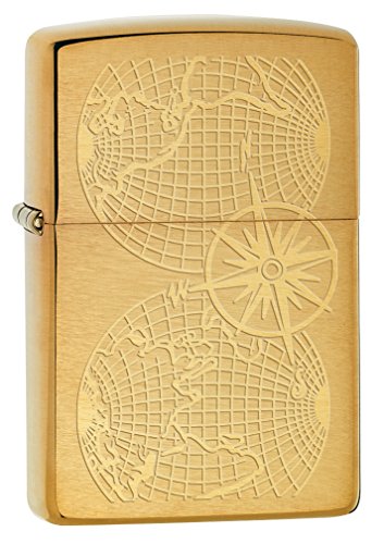 Encendedor Zippo Mapa Mundial Grabado Bronce Cepillado miniatura 1