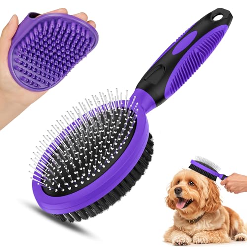 2PCS Pet Grooming Tools - Double-Sided Brush for Shedding and