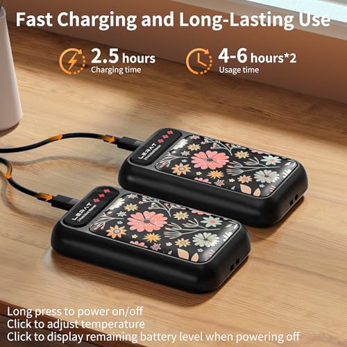 Lerat Hand Warmers Rechargeable, Fast Heating Hand Warmer with 3 Heat Settings, Portable Hand Warmer Reusable Gifts for Women Black Tenacious Glow - image 7