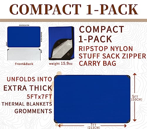 Image of Heavy Duty Survival Blanket -Multifunctional Reflective Tarp Thermal Blanket - 60 inch x 83 inch Waterproof Sandproof for Camping Hiking Outdoors Multifunctional Emergency Blanket