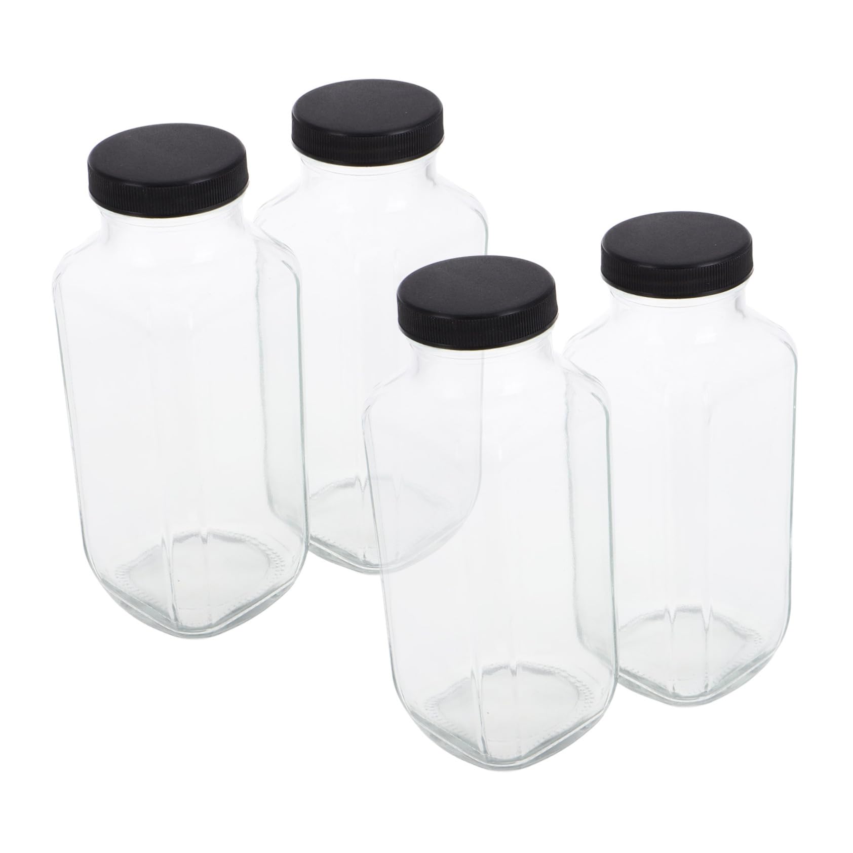 POPETPOP Bottiglie Riutilizzabili da Bere con Coperchi 4 Pezzi 500ml Vetro