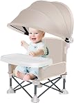 Fauteuil de voyage pour bébé portable, Chaises hautes pliables pour bébé, Chaise haute pour bébé avec plateau et canopée, Siège à manger pour tout-petit, Chaise d'alimentation