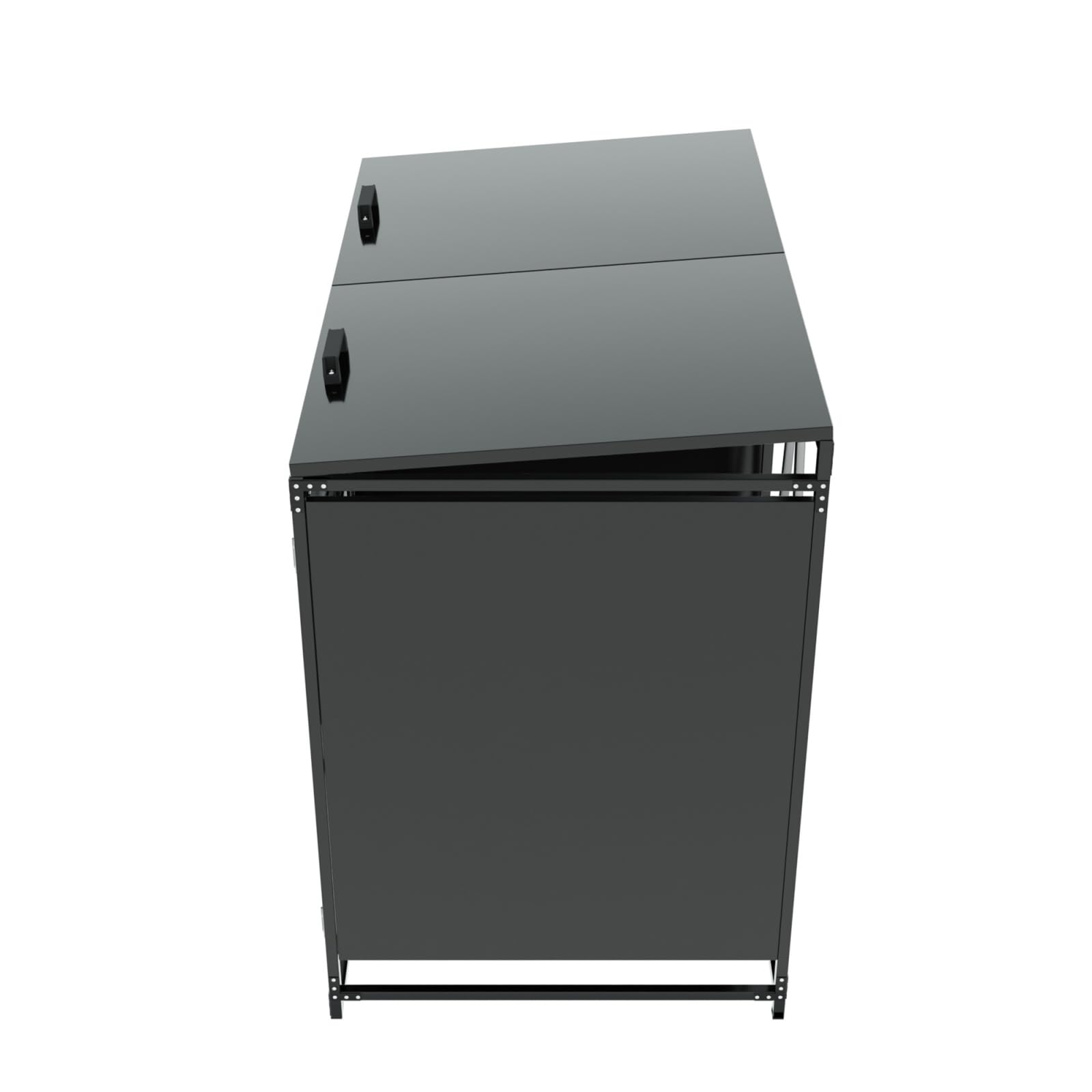 Abri pour poubelles avec Couvercle hydraulique, Habillage Vertical Aspect Bois, aération à Fentes oblongues, Armoire de Rangement de Jardin en Fer avec Serrure (1)