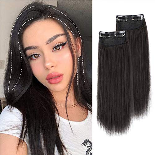 Isaic 2 PCS Straight Clip in Hair Extensions Invisible Hairpin Synthetic Hair Pieces Increase Hair Volume and Hair Length Thick Double Weft Heat Resistant Fiber (10 Inch, 2#)