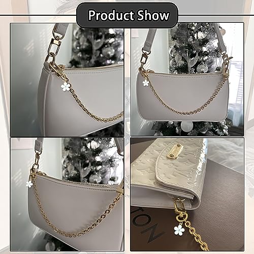 Homvog Phone Charms Strap Phone Wrist Strap With Cute White Flower Phone Lanyard Metal Chain Cell Phone Charms Hands-Free Wrist Strap Phone Chain Strap for Women Girls - Thumbnail 6