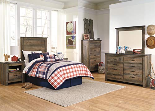 Signature Design By Ashley Trinell Rustic 5 Drawer Chest Of Drawers With Nailhead Trim, Warm Brown #TOP5