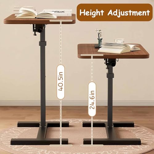 Mesa auxiliar de sofá en forma de C con ruedas ocultas y altura ajustable 3