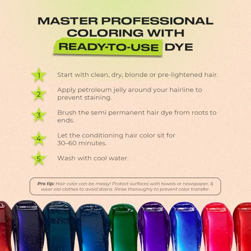 Image of INH Semi Permanent Hair Color | Color Depositing Conditioner | Red Hair Dye | No Bleach, No Peroxide Temporary Red Coral Tint for Women, Men | Vegan, Ammonia Free, Sulfate Free, Ready to Use 6oz