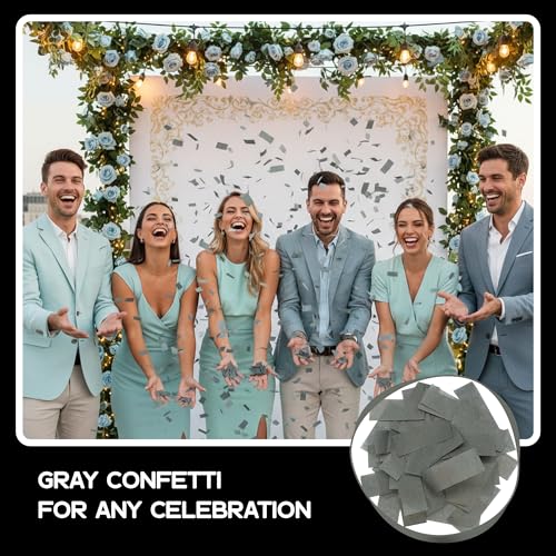 Image of Ultimate Confetti - Gray Biodegradable Confetti - Rectangular Flame-Resistant and Slow-Falling Tissue Paper Confetti for Cannon and Launcher use - Best for Celebrations - 1 lb, 16 oz