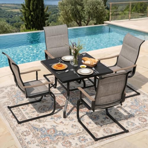 Image of NUU GARDEN 5-Piece Outdoor Dining Set, Grayish Brown C-Spring Chairs