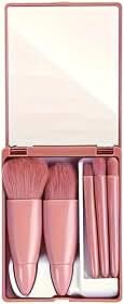 Kit De Pincéis De Maquiagem Com Estojo E Espelho Portátil Pilcel Para Pó, Sompra, Olhos, Lávios E Blush Make Profissional PREMIUM DUPIN
