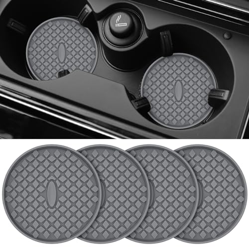 ME.FAN Car Cup Coasters [4 Pack] Silicone Car Coasters/Cup Mats, Non-Slip Recessed Car Interior Accessories Deep Grey