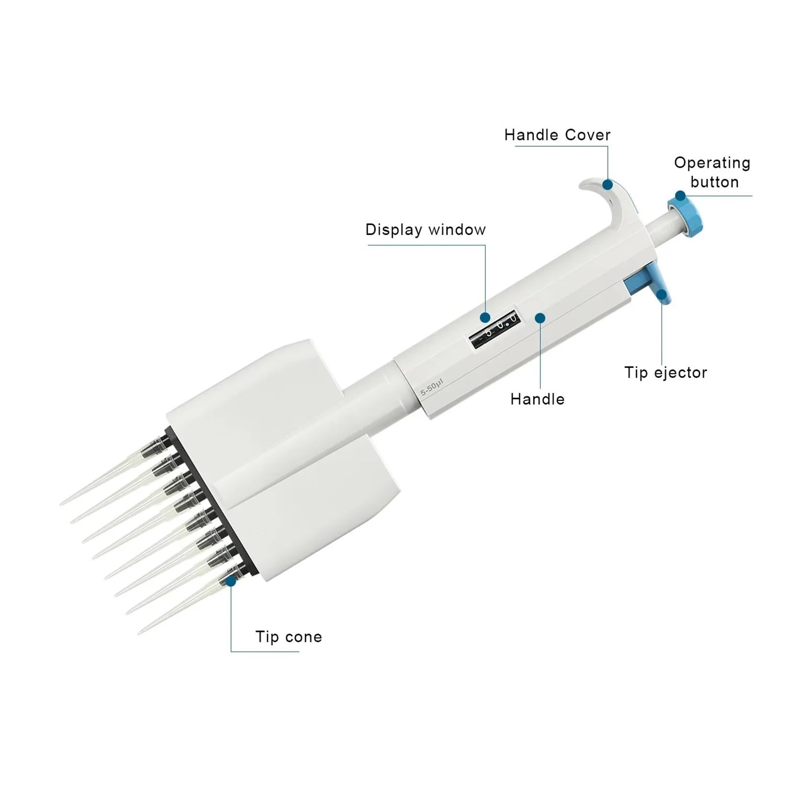 Pipetten Pipette, 8-Kanal-Labor-Mikropipette, Einstellbares Volumen, Autoklavfest, Manuell, Mechanisch,Labor(50-300ul)