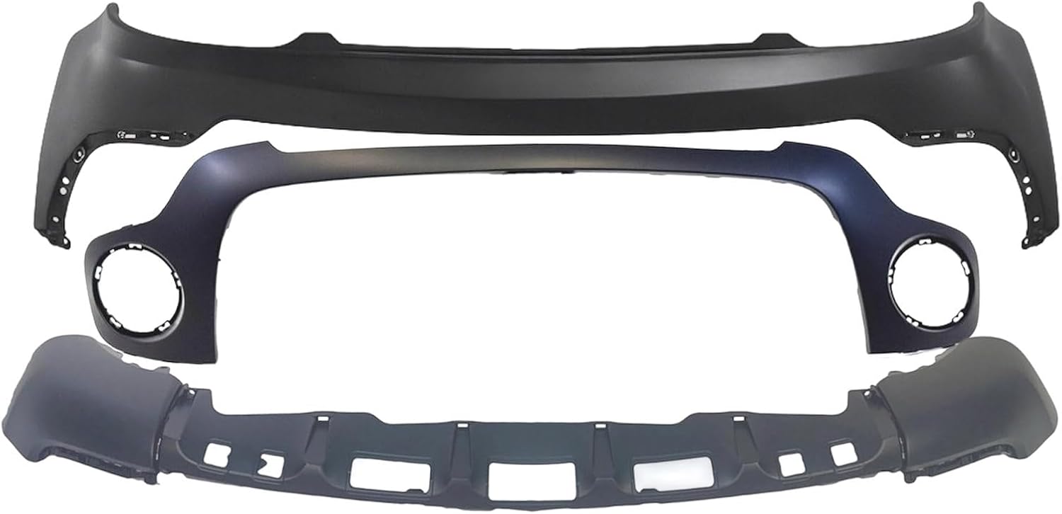 FitParts Compatible with Front Bumper Covers Kit 2017-2019 Kia Soul Base EX LX Textured KI1014102 KI1015112 KI1000190, 86511B2500 86513B2500 86512B2510