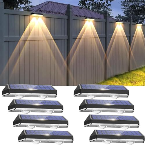 Auting Solarlampen für Außen Wand, 8 Stück IP65 wasserdichte Solarlampen für Außen Garten,Warmweiß/Tageslichtweiß/Kaltweiß 3-Modus Solar Wandleuchte aussen,Decks, Treppengeländer, Schwimmbäder und Wän