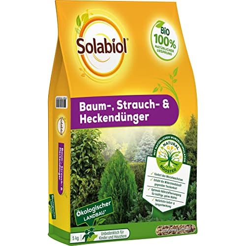 Florissa Natürlich 58985 Thujen natürlichem Bittersalz für grüne Nadelgehölze und immergrüne Pflanzen | beugt braunen Nadeln, Blättern und Chlorosen vor | vegan, aus rein pflanzlichen Rohstoffen 14 Solabiol Baum-, Strauch & Heckendünger mit Wurzelstimulator und natürlicher Sofort- und Langzeitwirkung, 5 kg Sack