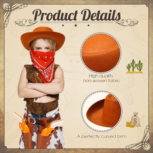 Image of Coume 24 Pieces Cowboy Hats and Bandanas, Brown