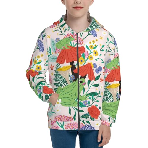Mushroom and Frogs Kid Hoodies Boys Zip Up Sweatshirts Girls Pullover with Pocket3