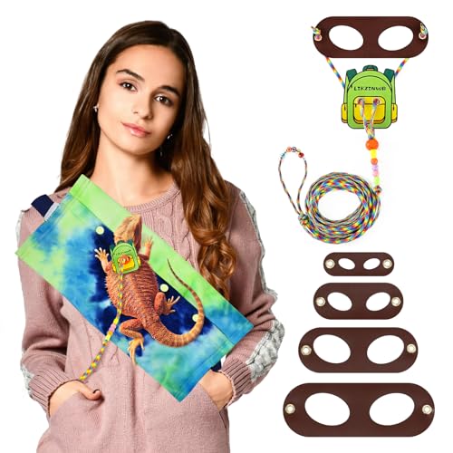 Image of LIKZINWA Bearded Dragon Sling Carrier and Leash Harness,Small Animal Carrier with Adjustable Strap and 4 Size Pack Reptile Harness(Schoolbag+Carrier)