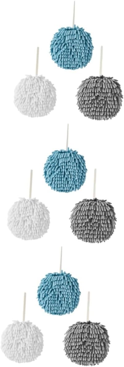 9pcs Microfiber Quick Dry Hand Towels with Hanging Absorbent Fuzzy Design for Kitchen and Bathroom Use Grey