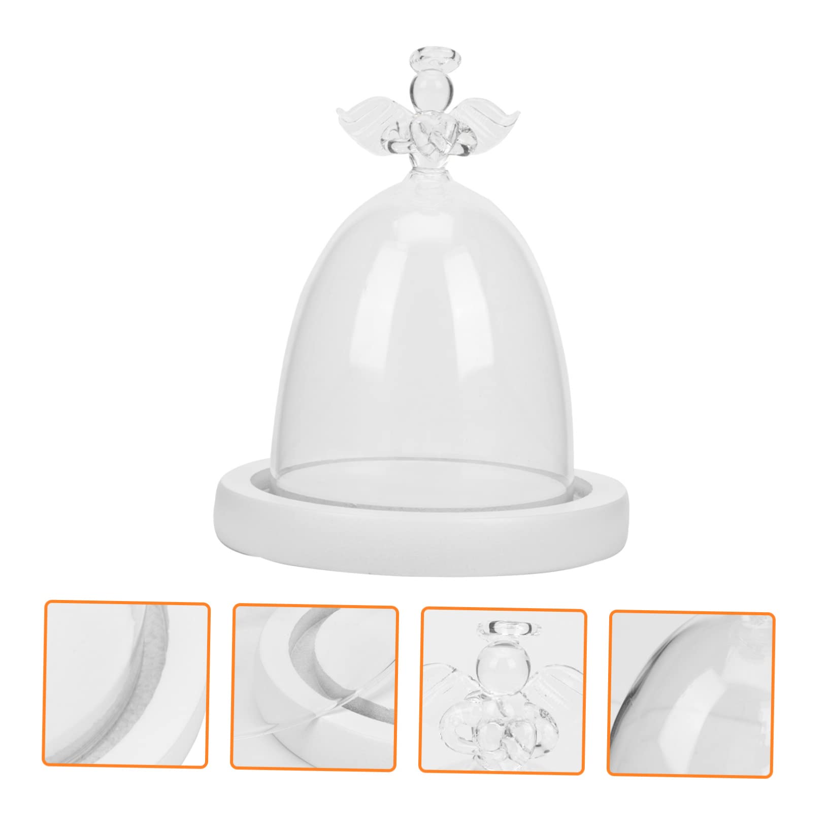 PRETYZOOM 3 Piezas De Cubierta De Cristal De Ángel Cubierta Cónica Inmortal Mini Soporte Para Tartas Velas Campana Tarro Cúpula Cubierta A Prueba De Polvo Decoración Postre