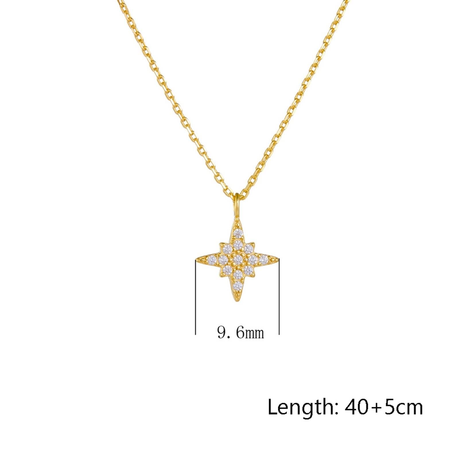 Wisiorek Gwiazda Kobieta, Długie Naszyjniki Bisuteria Biały Diament Stworzony Laboratoryjnie Łańcuch Żółte Złoto 9K/14K/18K 40+5cm