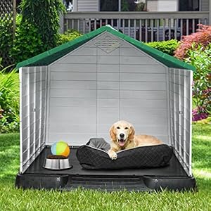 Yitahome 41 Large Plastic Dog House Outdoor Indoor Doghouse Puppy Shelter Water Resistant Easy Assembly Sturdy Dog Kennel with Air Vents and Elevated Floor 41l38w39h Green  Cucciolini Doodles Yitahome 41 large plastic dog house outdoor indoor doghouse puppy shelter water resistant easy assembly sturdy dog kennel with air vents and elevated floor 41l38w39h green   cucciolini doodles