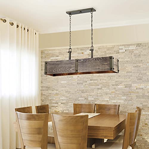 Image of Nuvo 60 /6424 Winchester 4-Light Trestle Pendant Bronze & Aged-Wood Finish