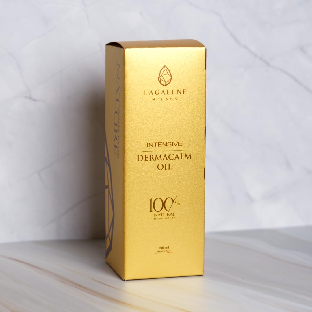 Lagalene Milano Intensive DermaCalm - Aceite 100% natural para cuero cabelludo, cabello, barba y cuerpo con efecto calmante, antienrojecimiento, antipicazón, revitalizador y anticelulitis, 200 ml