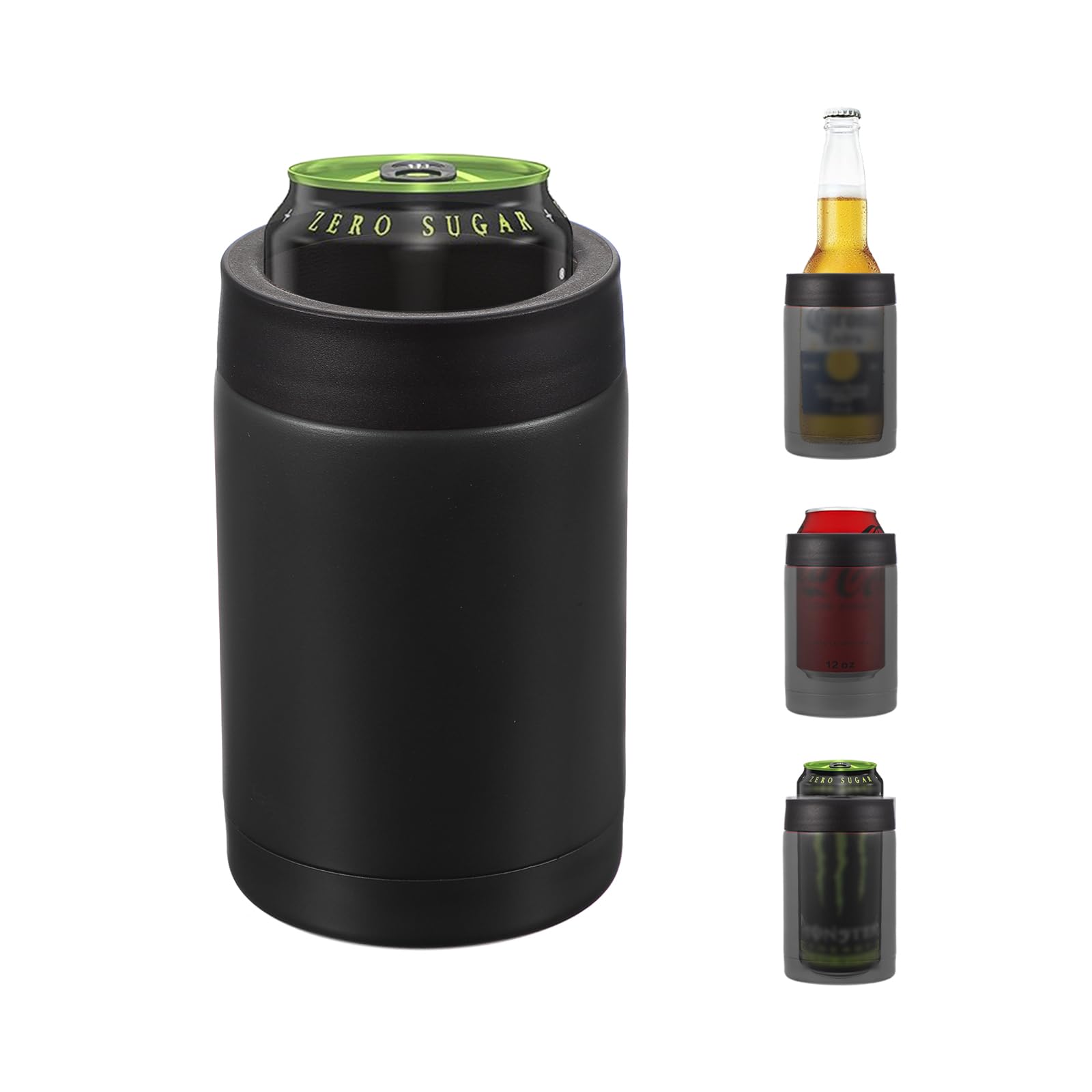 PATIKIL Raffreddatore per Lattine Sottile, 12oz Skinny Can Insulated Beer Sleeve Portabevande per Lattine e Bottiglie di Birra, Soda, Caffè, Lattine e Bottiglie Normali, Nero