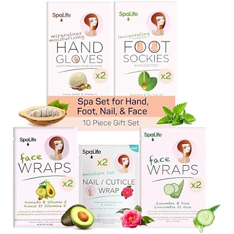 SpaLife Pink 10 Piece Spa Gift Set - Korean Skin Care Set with Travel Size Face, Hand, Foot & Nail Products - Skincare Bundle for Women Cover